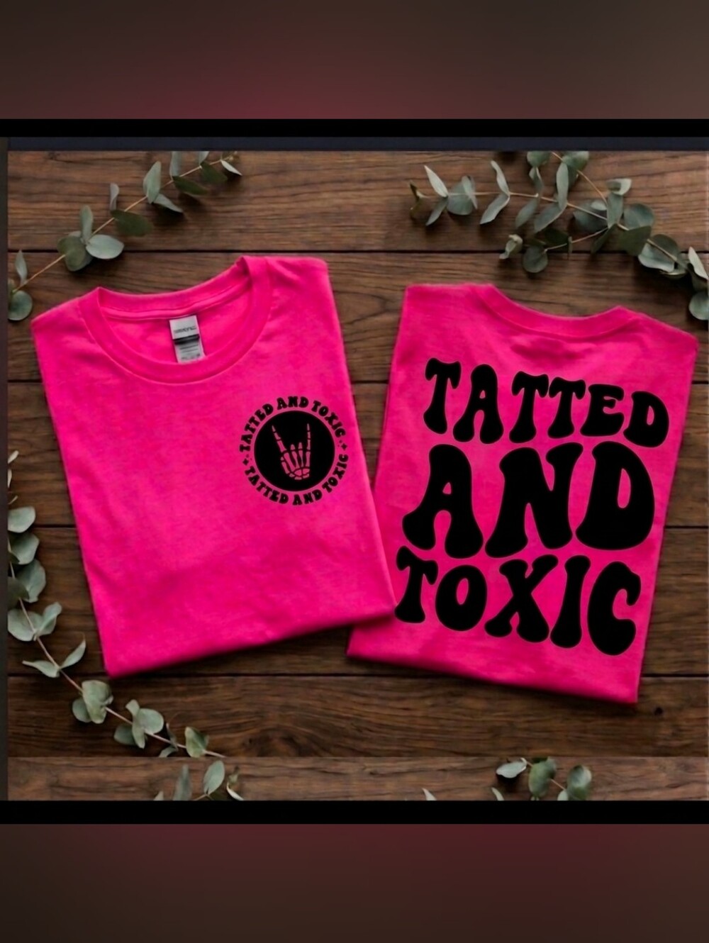 Tatted and toxic shirt funny retro popular wavy lettering tattoo life Pink
